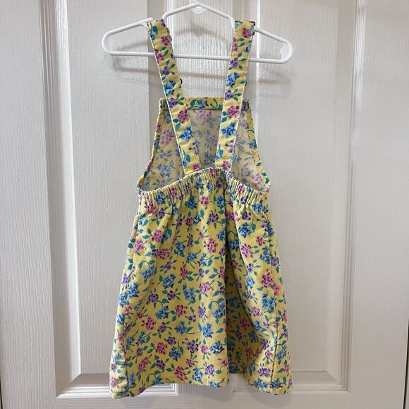 Vintage Oshkosh B'Gosh Yellow Floral Corduroy Overall USA Dress Girls SZ 5 FLAWS - Picture 14 of 16